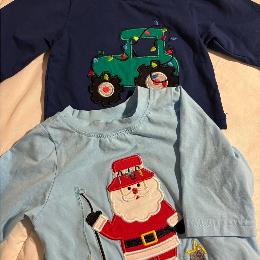 Smocked Longsleeve tee baby bundle  🎄🎅🏽